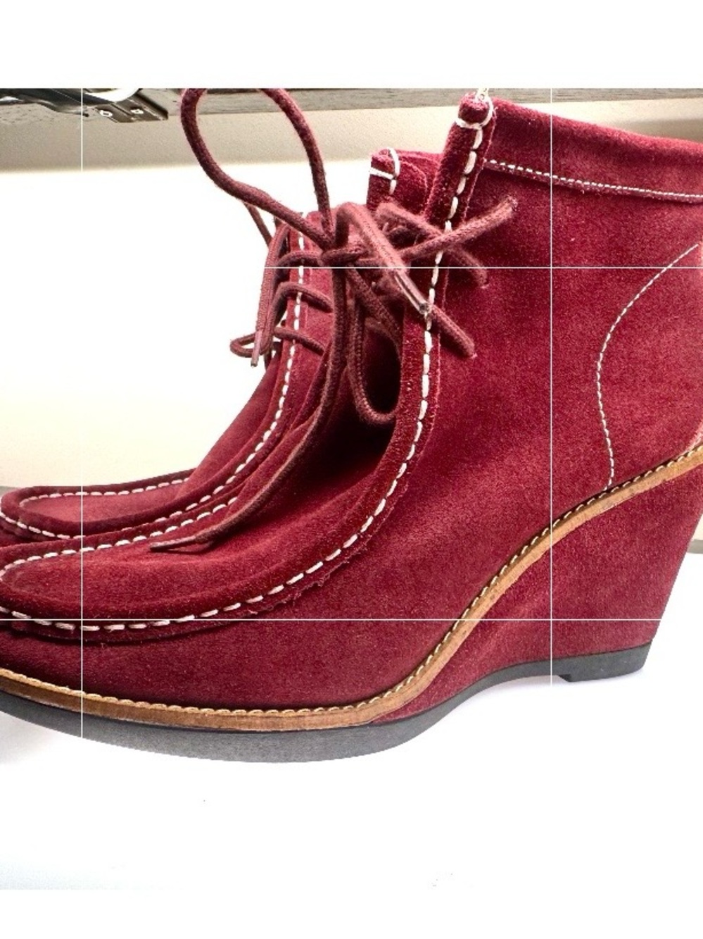 Hush Puppies Women's Lace-Up Suede Boots in Burgundy